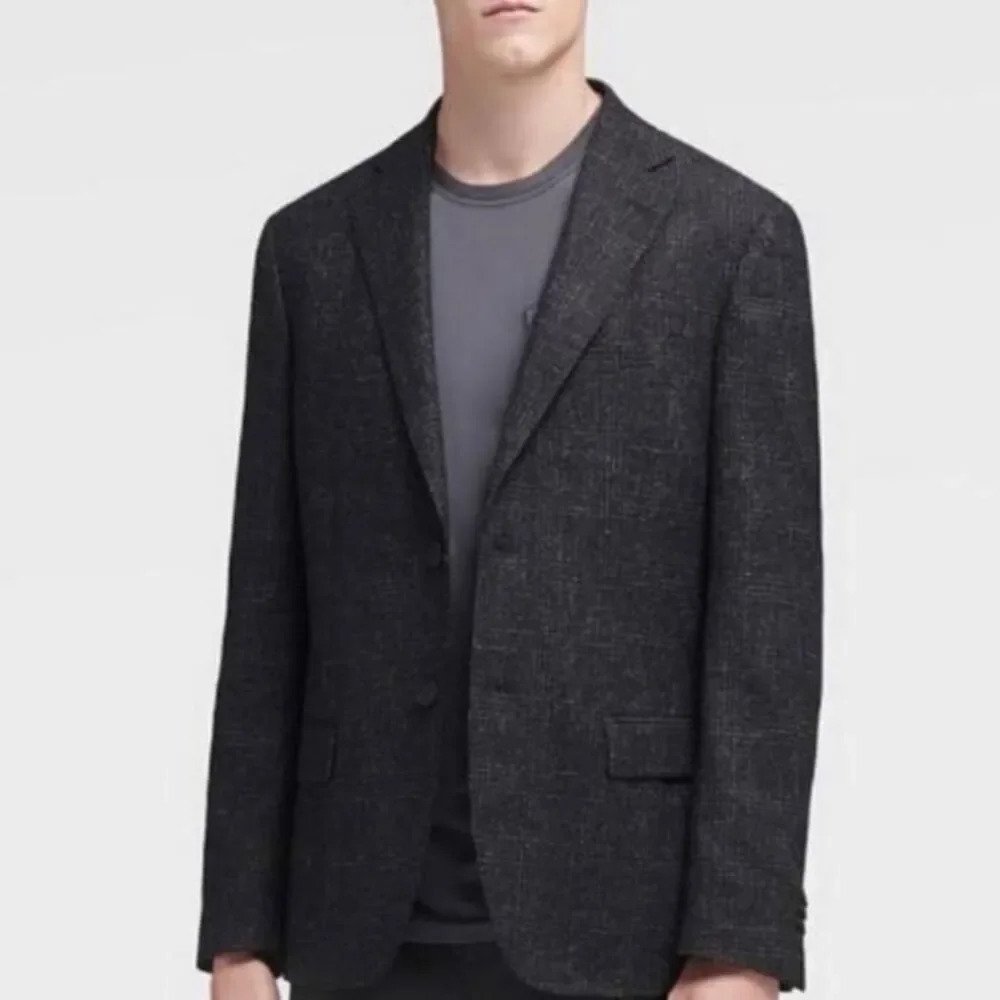 Dkny Delsin Bllack /White Plaid Wool Bland Blazer